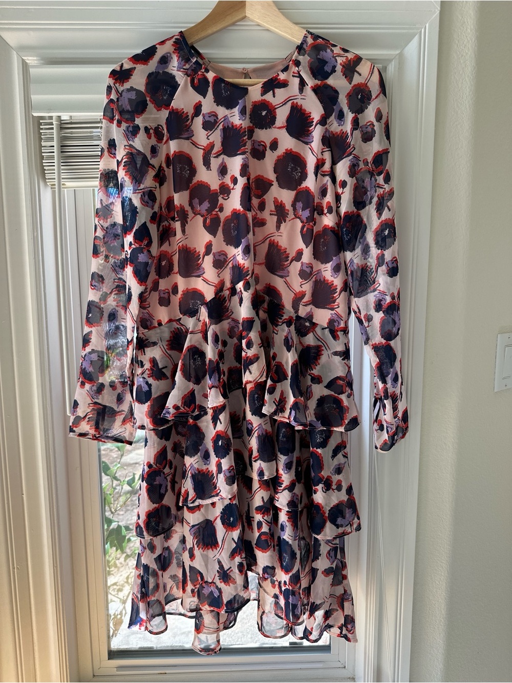 Women Pink Floral Tiered Dress